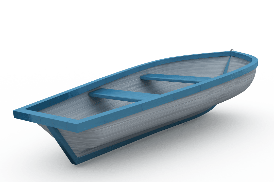 Transparent Blue and White Classic Fishing Boat Design