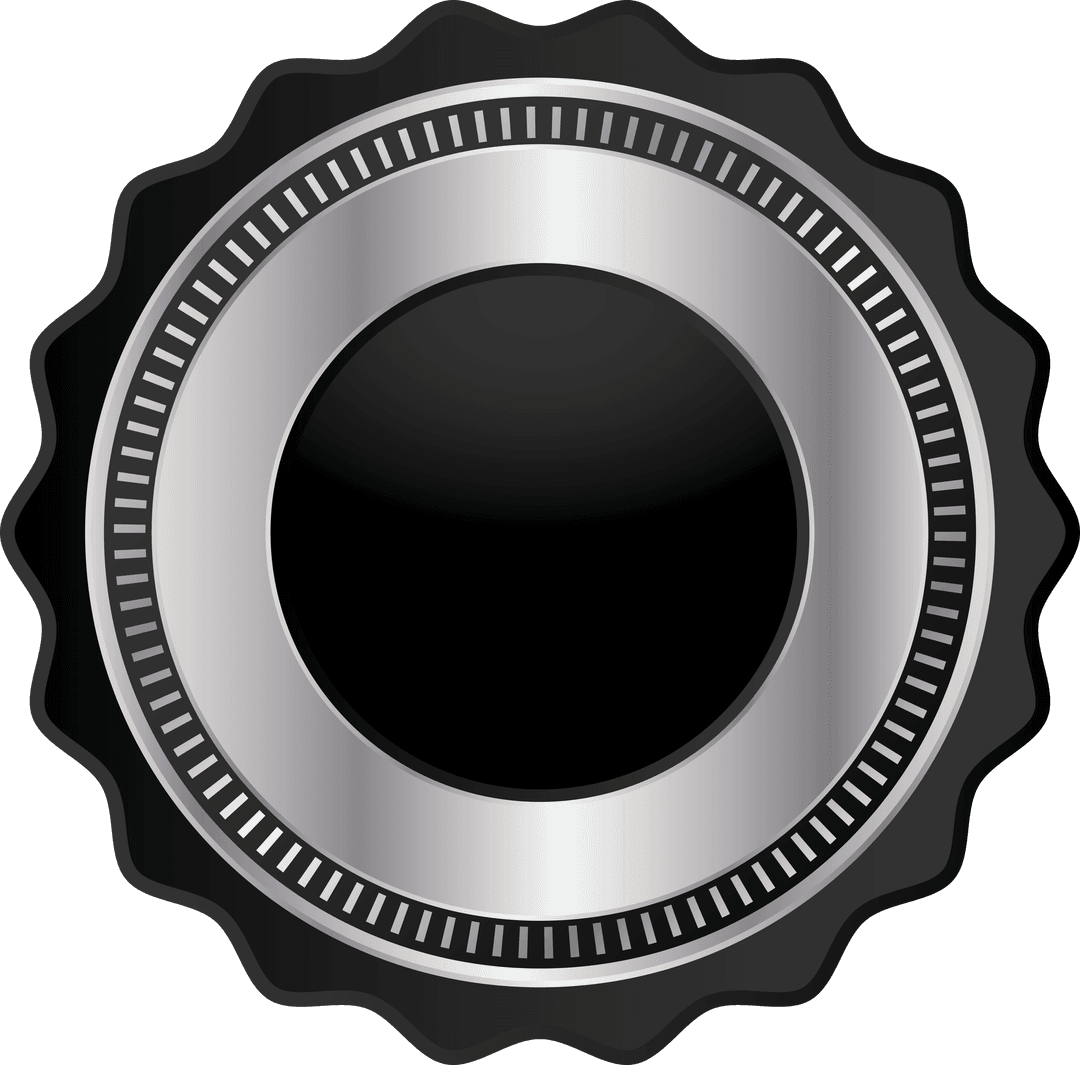 Black Shape with Silver Circle on Transparent Background Vector - Download Free Stock Images Pikwizard.com