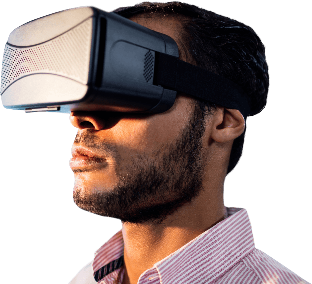 Transparent VR Interaction with Biracial Man on Digital Platform