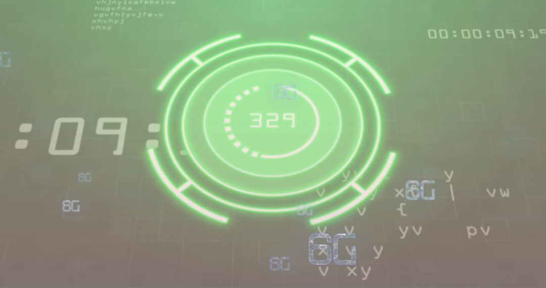Digital Green Hud Screen Interface with Data Metrics
