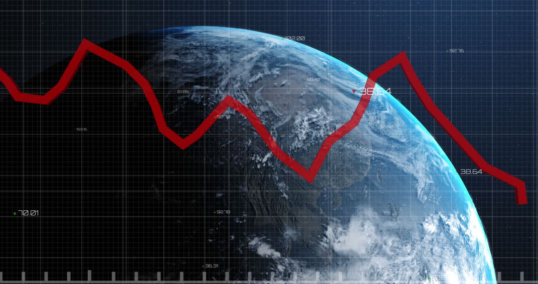 Global Economy Decline with Red Line Indicator