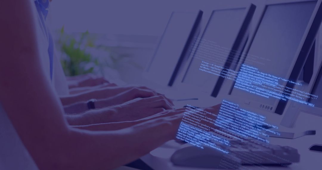 Diverse Team Collaborating on Programming Project in Modern Office