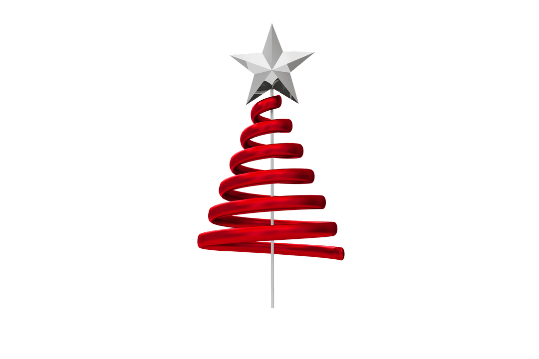 Transparent Red Christmas Tree Design with Silver Star Topper