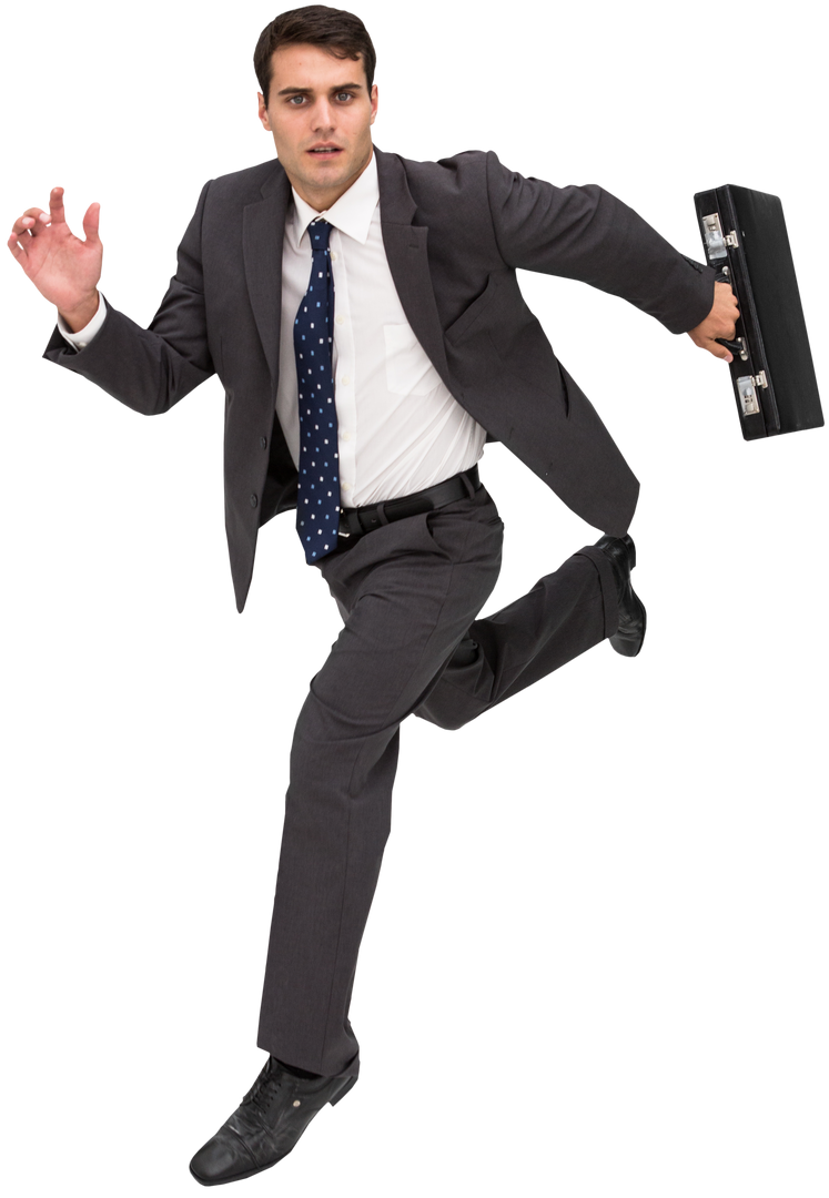 Transparent Businessman Running in Suit Holding Briefcase - Download Free Stock Images Pikwizard.com