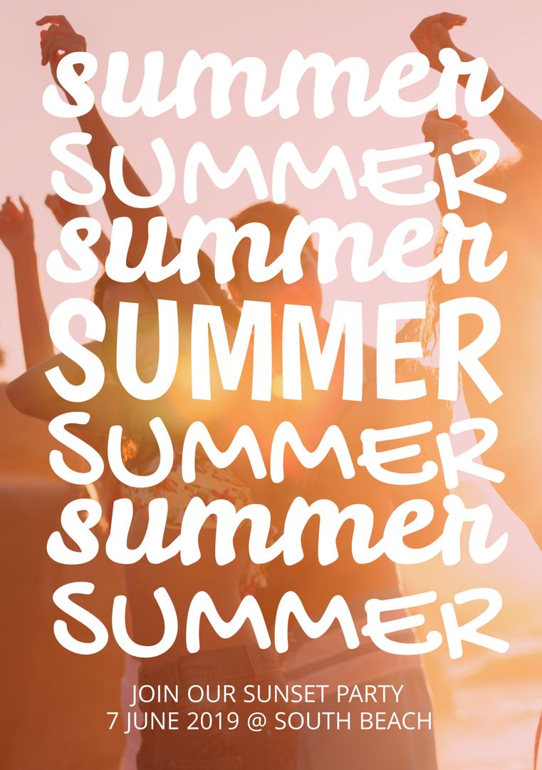 Silhouetted Summer Celebration at Sunset with Energetic Vibes