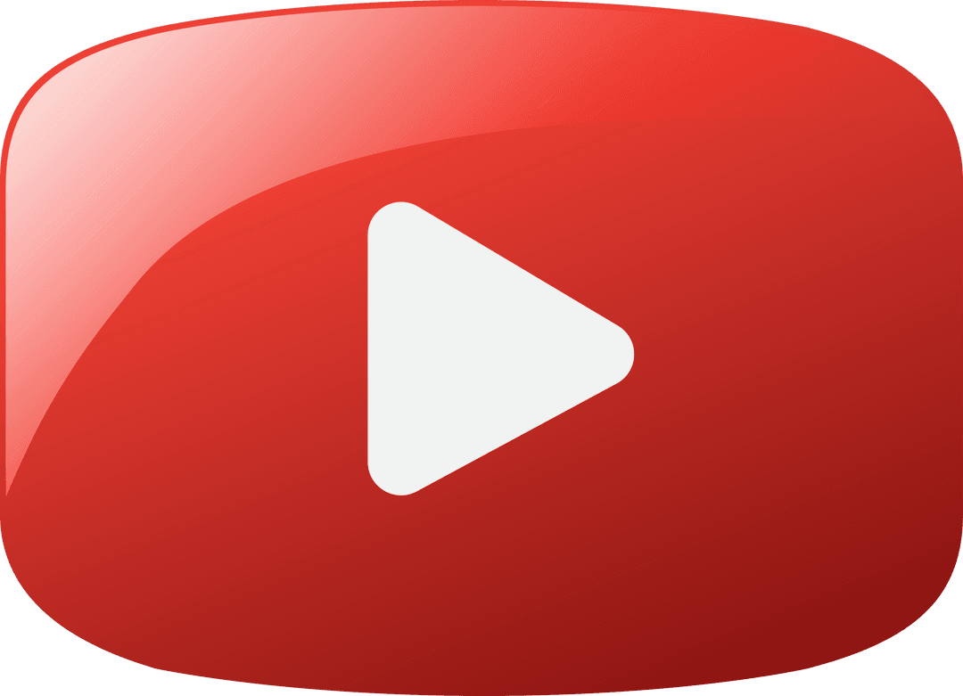YouTube Play Button Icon on Transparent Background