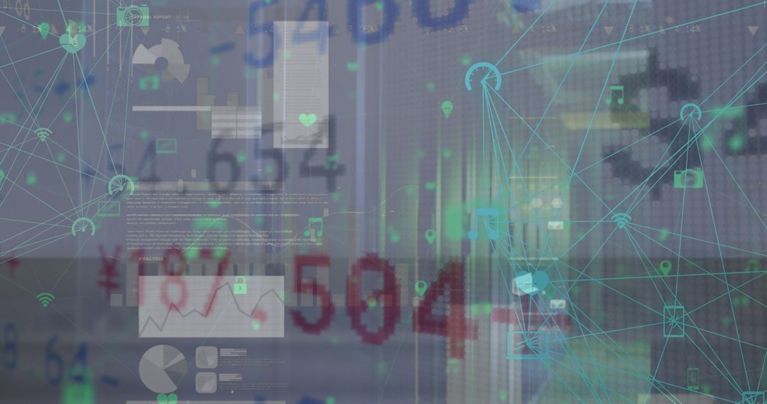 Futuristic Stock Market Data Overlay with Digital Connections