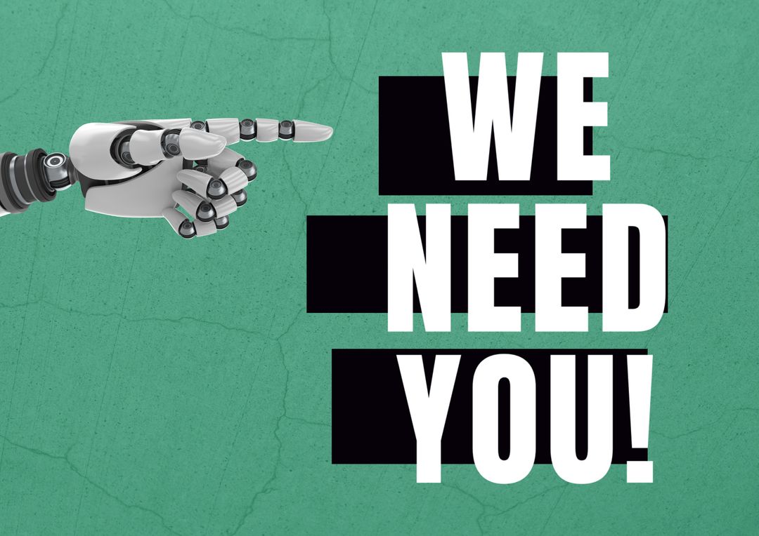 Robotic Hand Pointing with Call to Action Text - Download Free Stock Images Pikwizard.com