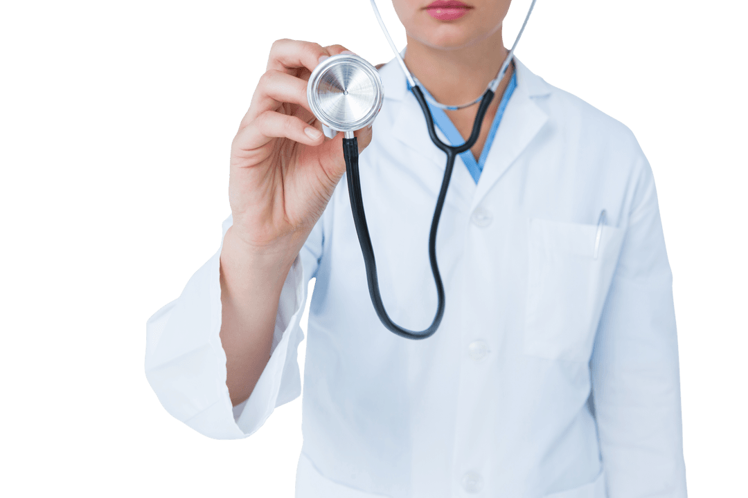 Transparent Doctor With Stethoscope Held Forward