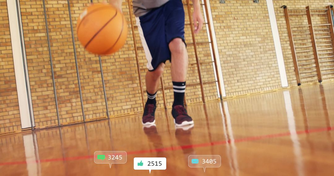 Caucasian Male Basketball Player With Social Media Notifications