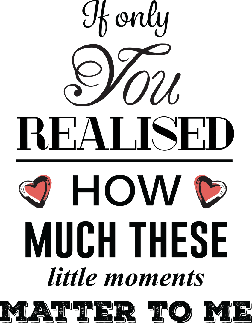 Romantic Lettering Art with Heart Elements on Transparent Background