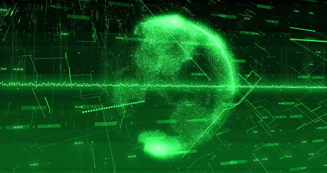digital green globe with graphs and data processing technology - Free Images, Stock Photos and Pictures on Pikwizard.com