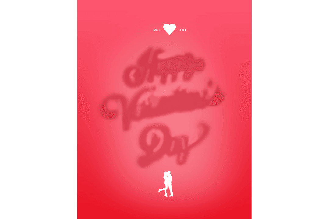 Happy Valentine's Day Text on Red and Transparent Background