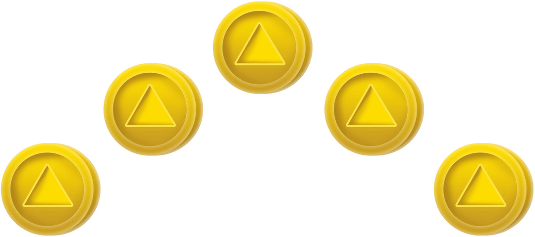 Floating Golden Coins with Triangles Transparent Background Illustration