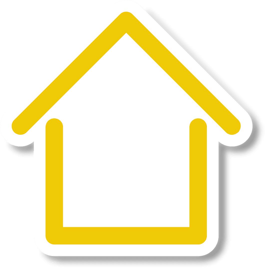 Yellow House Icon with Copy Space on Transparent Background