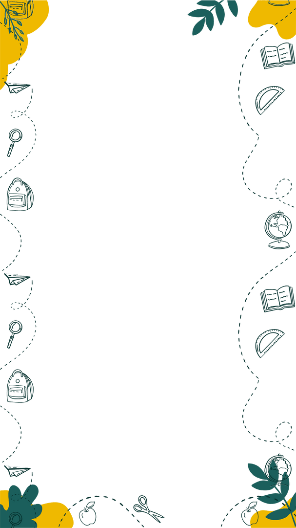 Transparent Educational Flat Border With Book and Paper Plane Icons