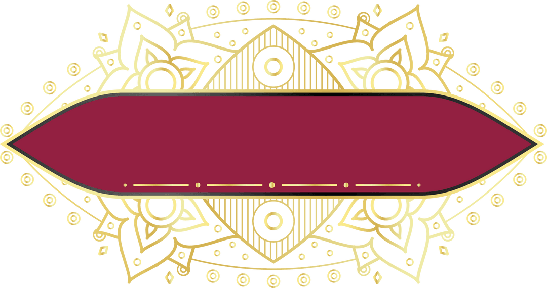 Ornate Golden Mandala Motif Frame with Maroon Banner Transparent Design