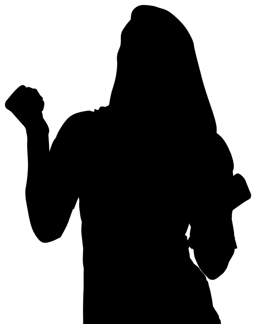 Transparent Silhouette of Woman Squeezing Hands