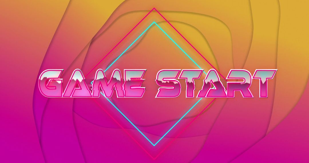 Futuristic Game Start Neon Text with Gradient Background