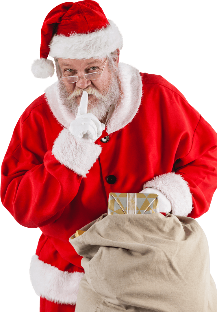 Transparent Santa Claus Secret Greeting with Gifts