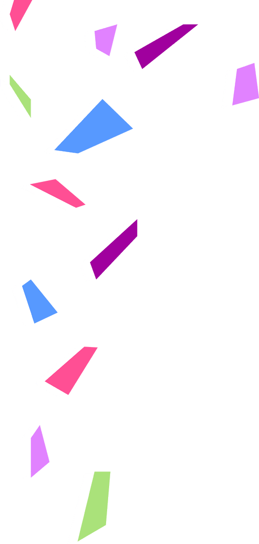 Colorful Geometric Shapes Fall on Transparent Background