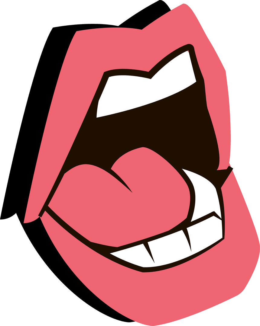Cartoon Mouth with Tongue in Comic Style Transparent Background