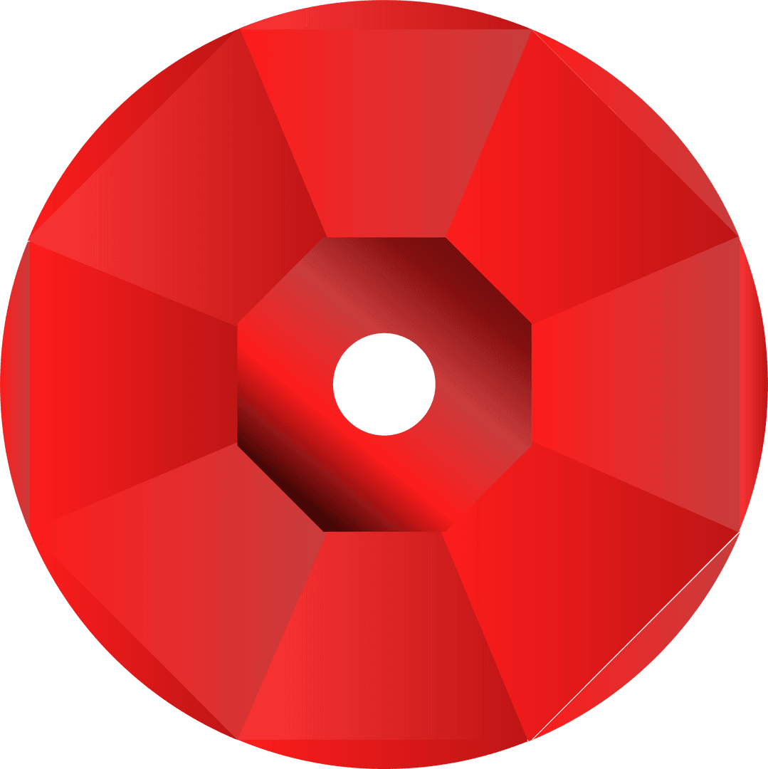 3D Red Faceted Gem Ring on Transparent Background