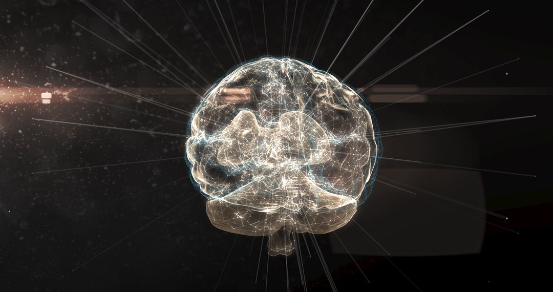 Glowing 3D Brain with Data Connections