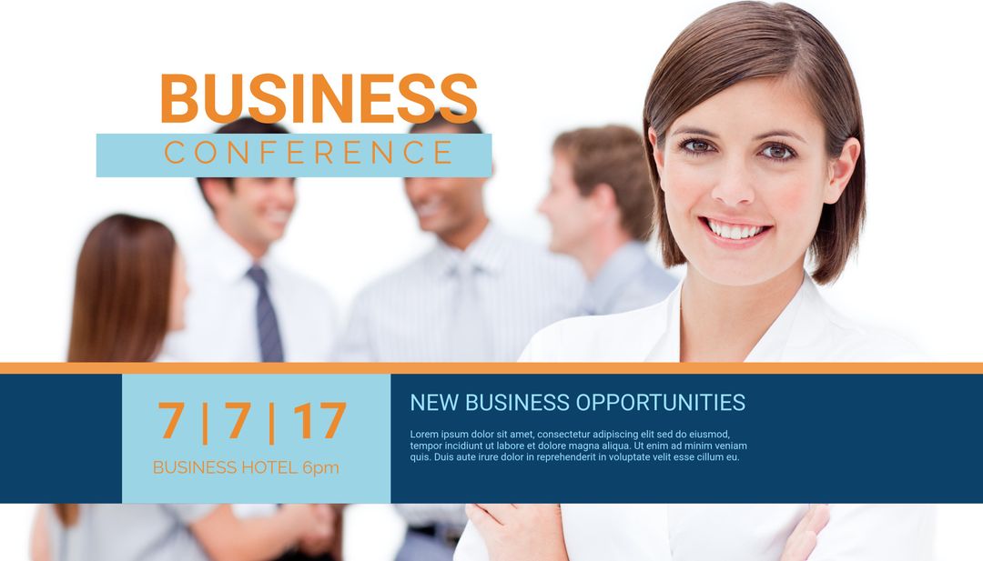 Smiling Businesswoman At Networking Conference With Team