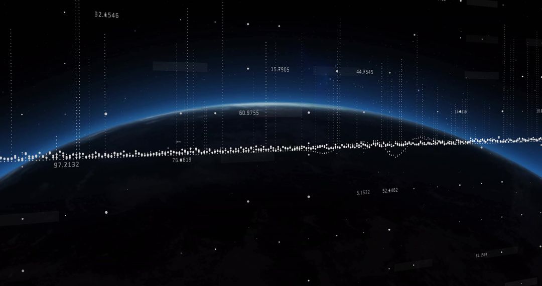 Earth Horizon With Futuristic Data Visualization in Space