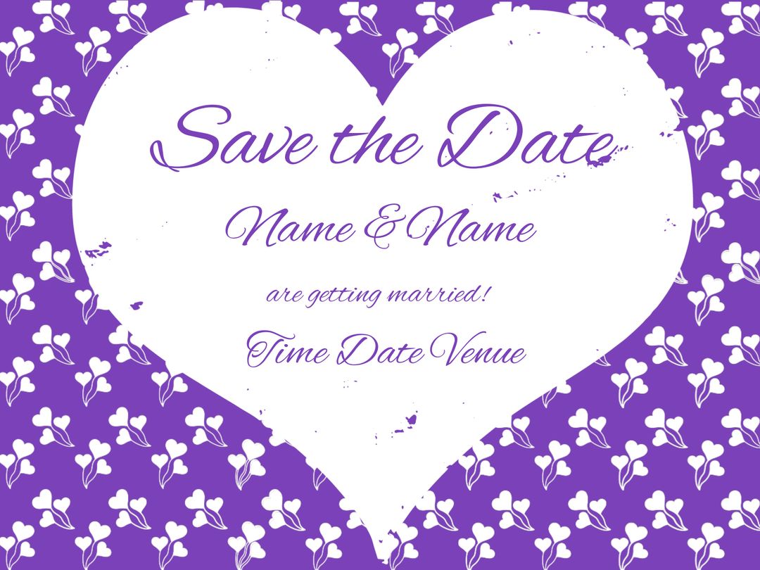 Heart-Shaped Floral Save the Date Invitation Template for Wedding Celebrations - Download Free Stock Templates Pikwizard.com