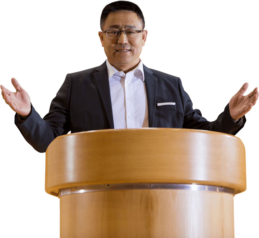Businessman Giving Motivational Speech Transparent Background