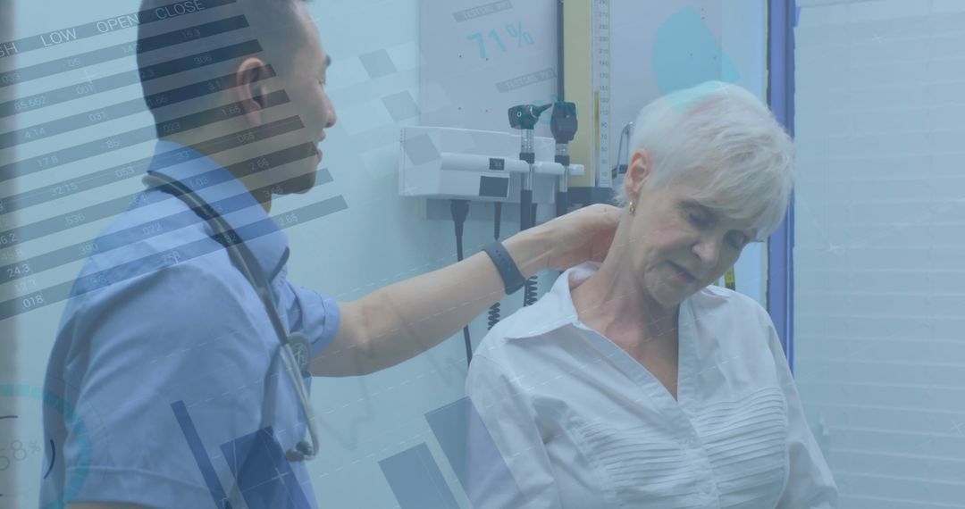 Doctor Assessing Patient with Digital Data Overlay Concept