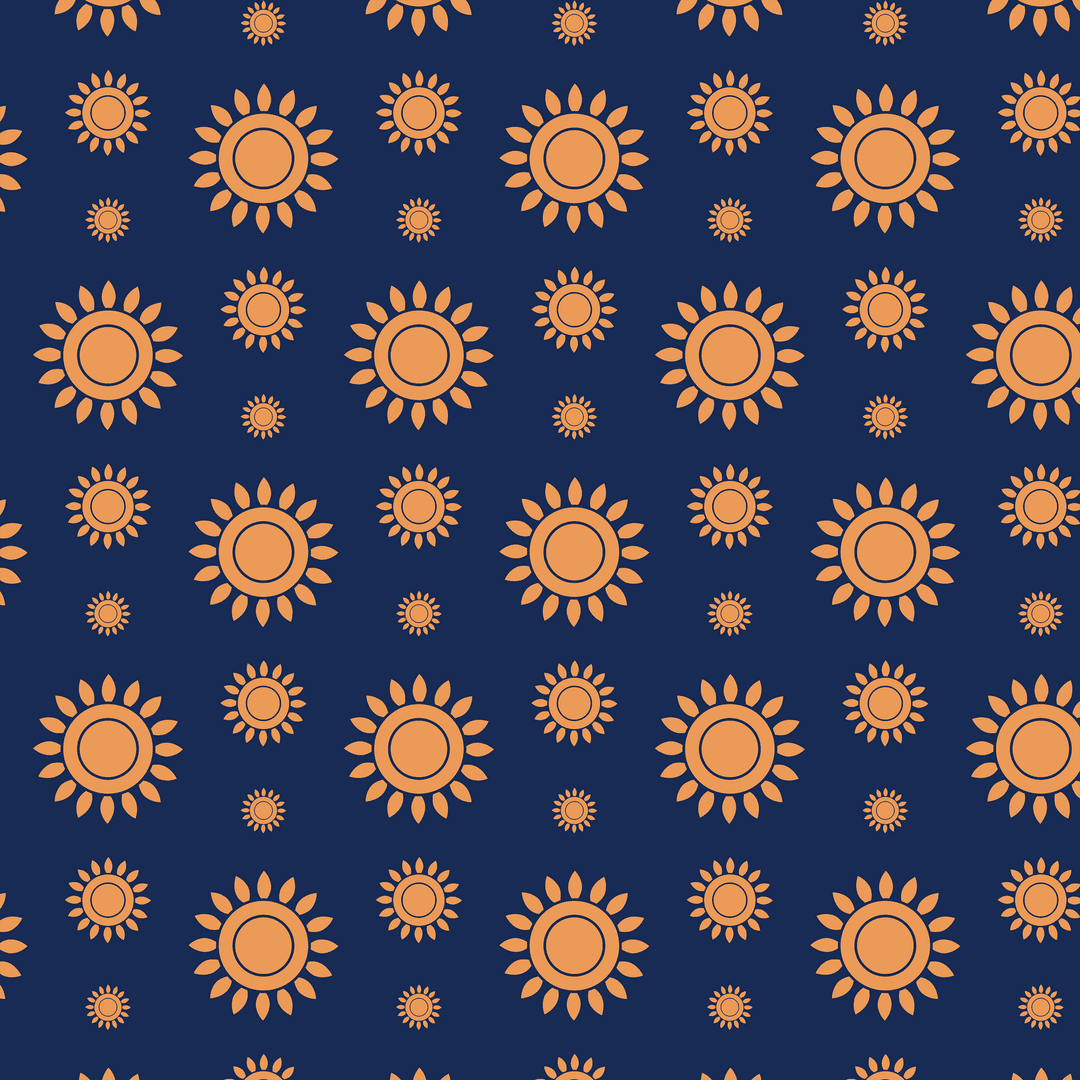 Bright Yellow Sun Pattern on Blue and Transparent Background Illustration