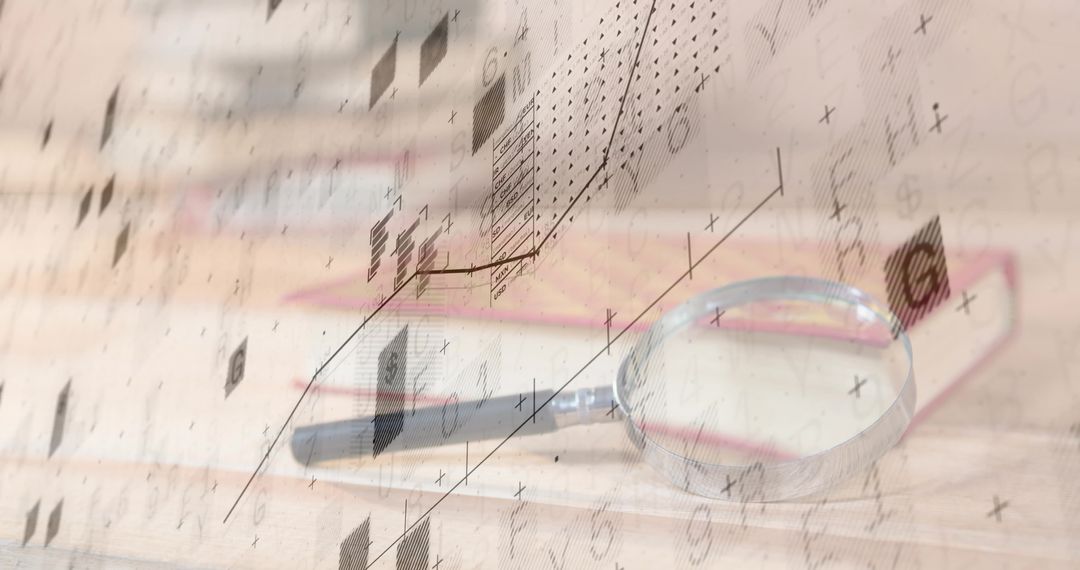 Magnifying Glass with Digital Data Overlay Symbolizing Investigation