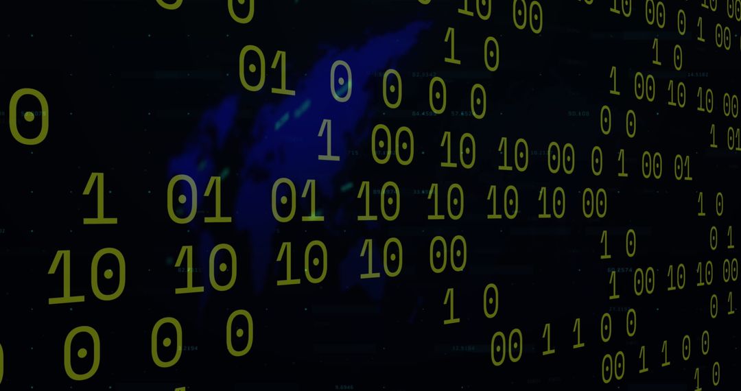 Binary Code Overlaying Blue World Map Reflecting Data Revolution
