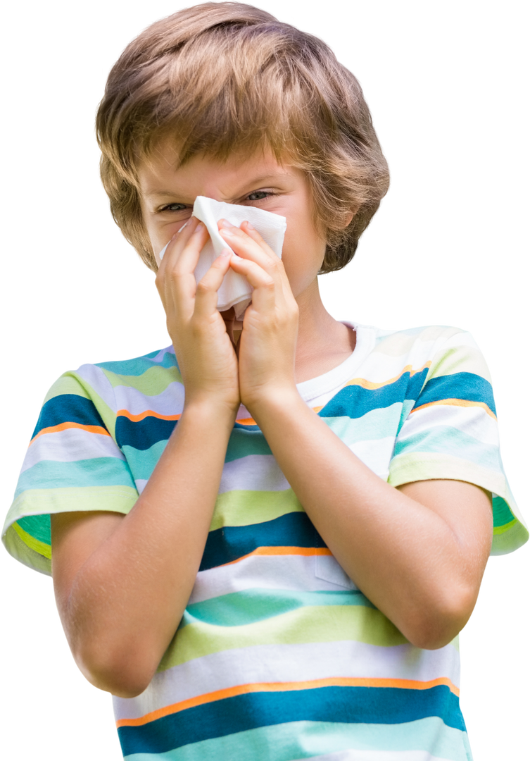 Young Boy Sneezing into Tissue Transparent Background - Download Free Stock Images Pikwizard.com