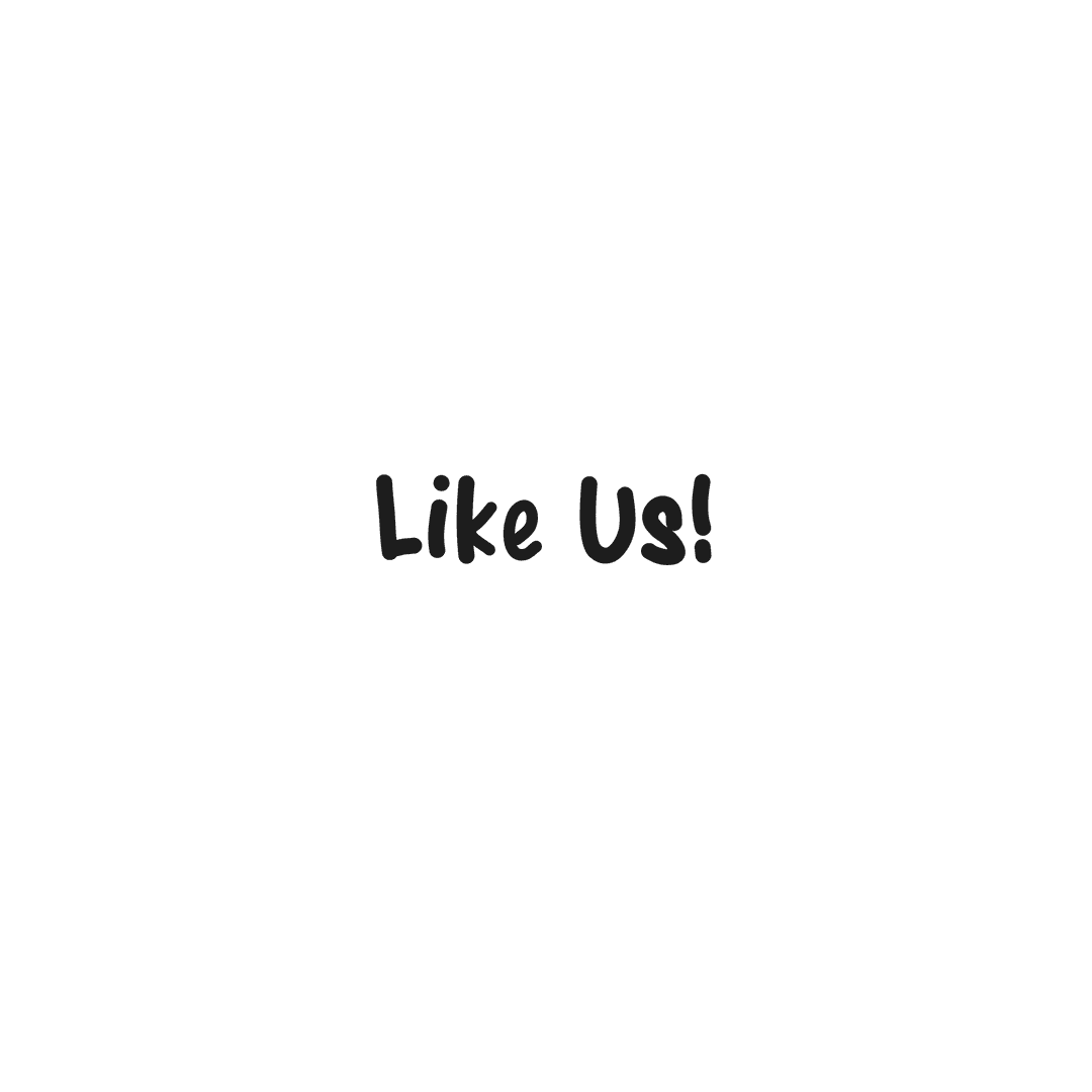 Like Us Text on Transparent Background for Social Media