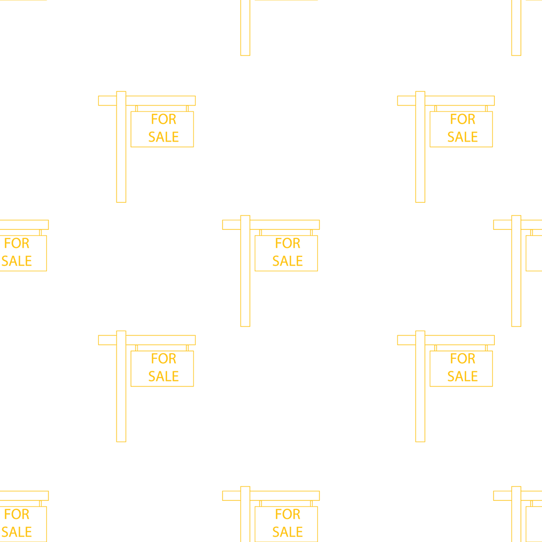 Yellow For Sale Sign Pattern on Transparent Background