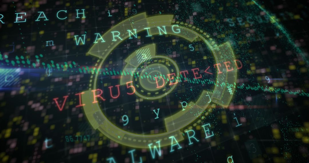 Warning Alert Virus Detected on Digital Interface Screen