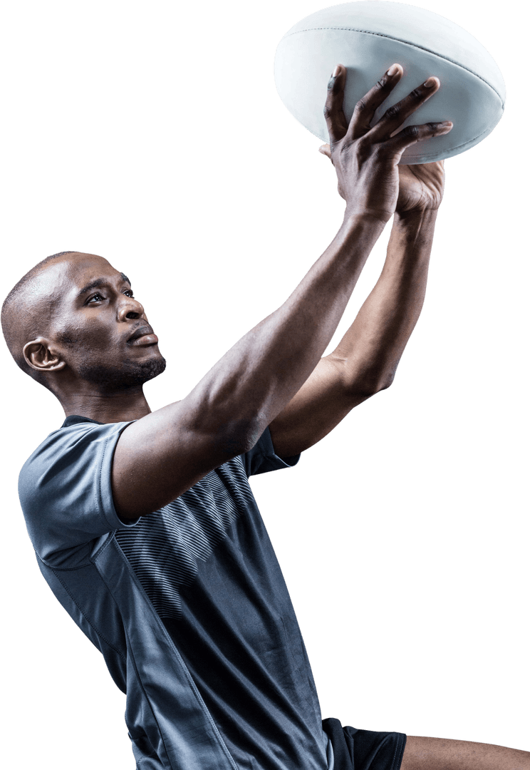 Rugby Player Throwing Ball Isolated on Transparent Background