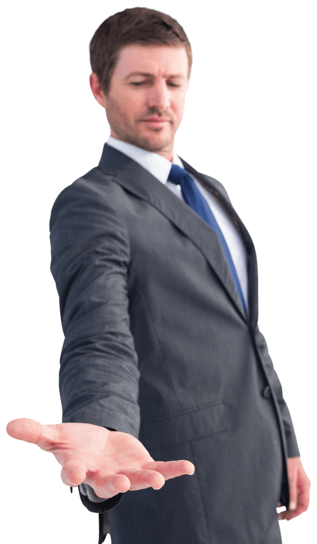 Transparent Businessman with Outstretched Hand Offering Gesture