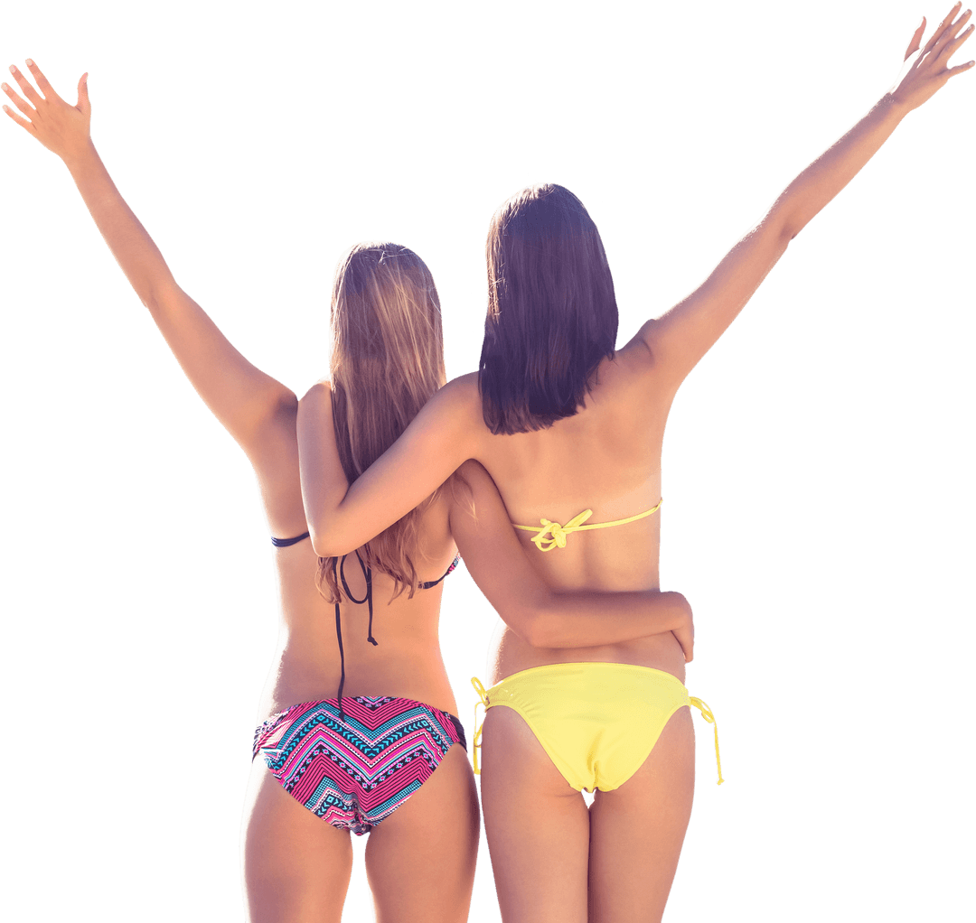 Transparent Background of Female Friends Celebrating Summer