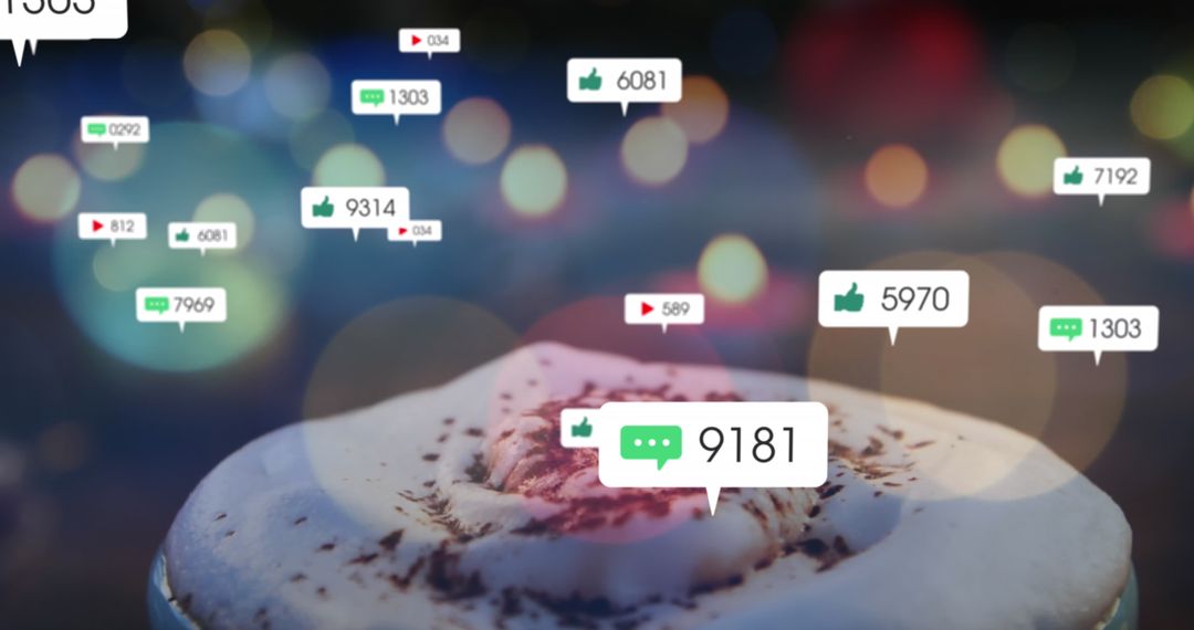 Social Media Likes and Notifications over Coffee Theme