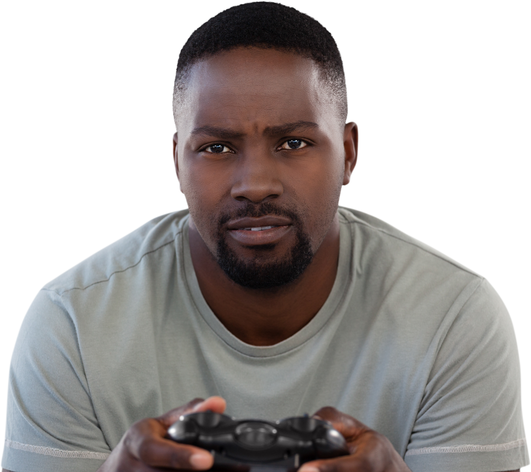 Focused Man Playing Video Game on Transparent Background - Download Free Stock Images Pikwizard.com