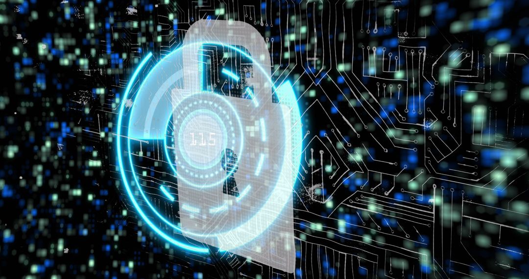 Futuristic Digital Security Lock Interface with Data Streams