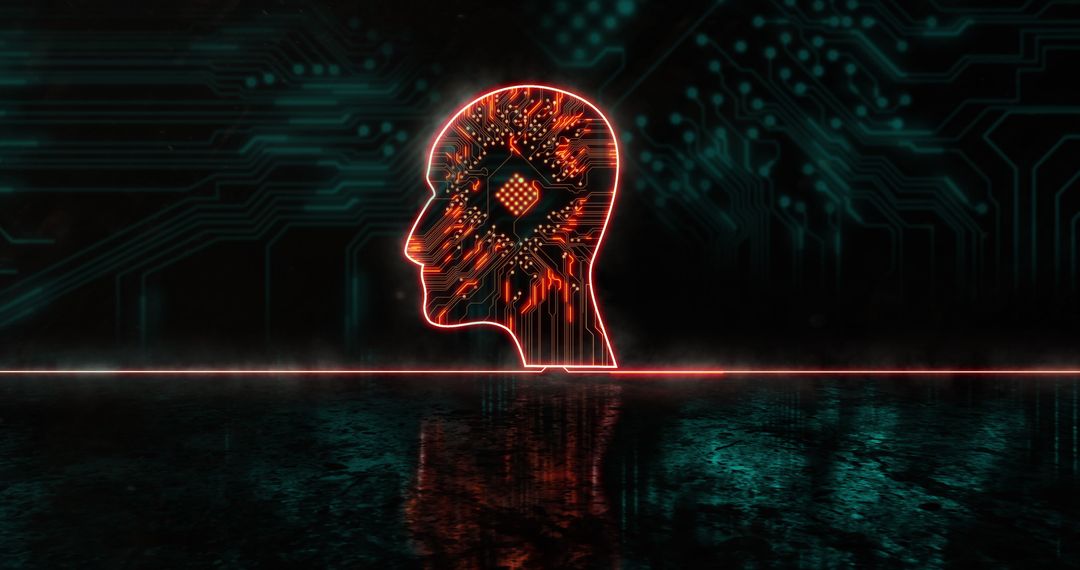 Futuristic Digital Head with Circuit Design Concept