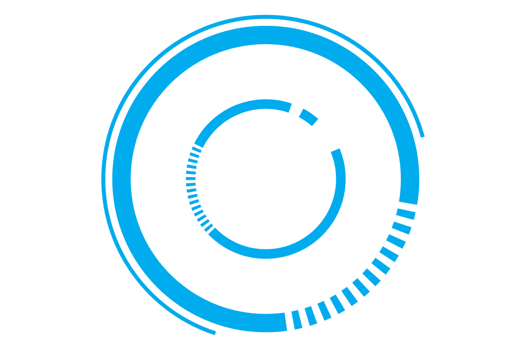 Circular Blue Scanner Icon on Transparent Background