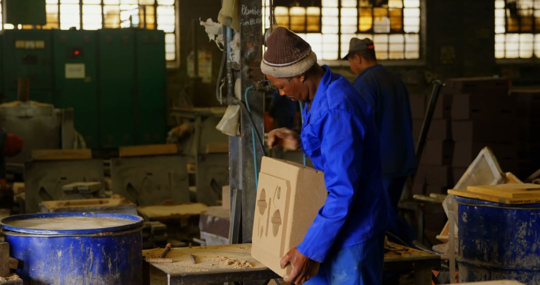 Man Arranging Molds in Industrial Foundry Workshop - Free Images, Stock Photos and Pictures on Pikwizard.com