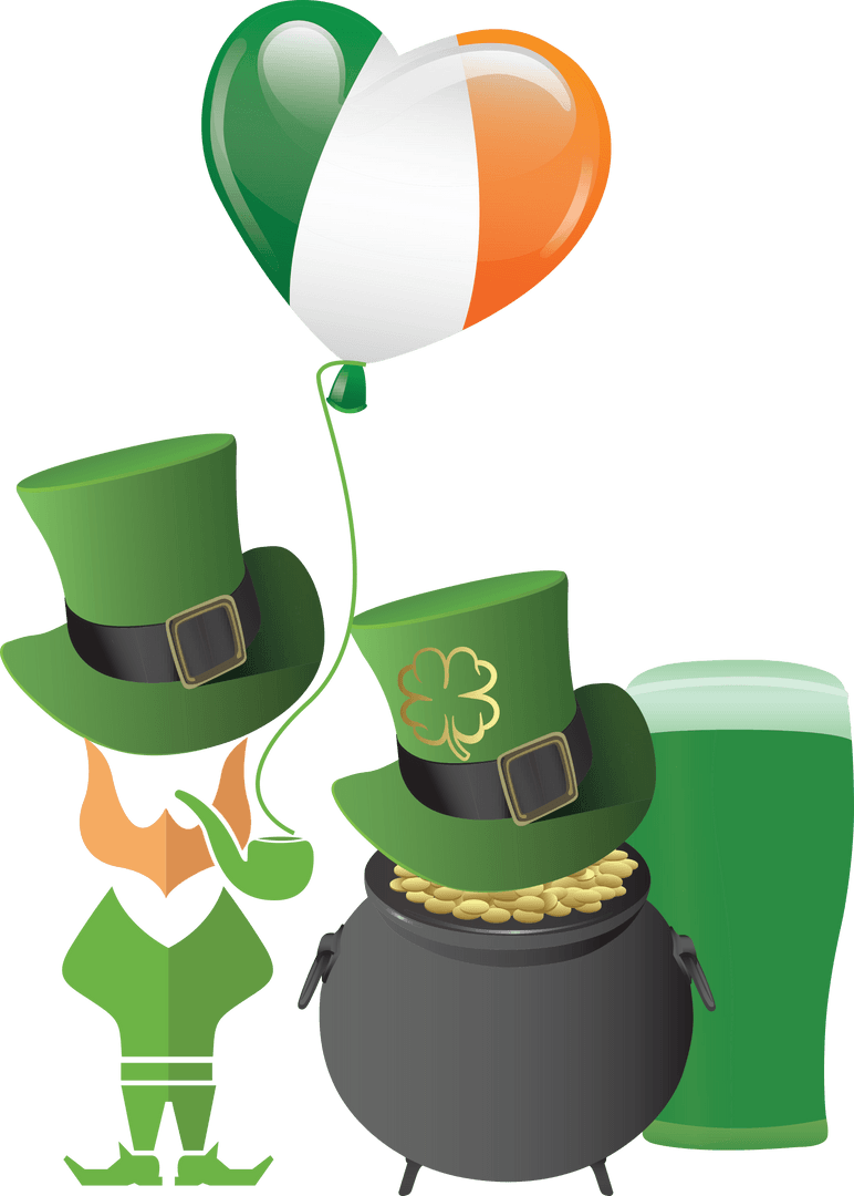 St. Patrick's Day Celebration Elements on Transparent Background